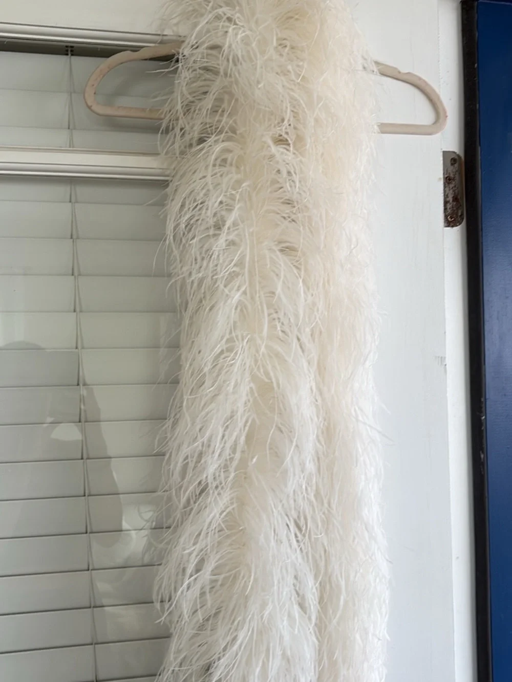 Ivory Feather Trim Shawl Coat - Women’s Statement Outerwear